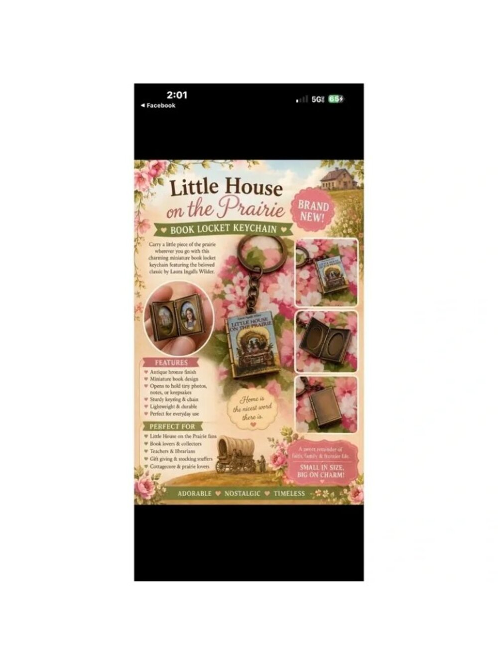 Little House on the Prairie TV book locket keychain Netflix tv show gift Laura i